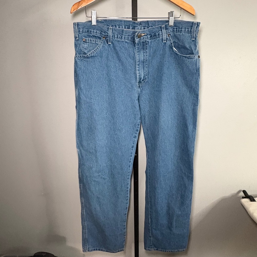 Dickies Mens Carpenter Jeans Medium Wash Denim Work Pants  Straight Leg‎